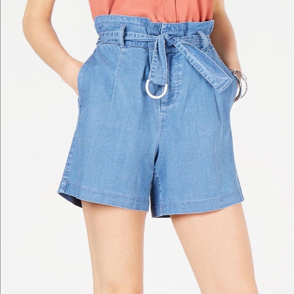 INC International Paper Bag Mid Rise Jean Shorts